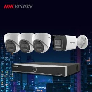 하이크비전 4K 800만화소 야간컬러 IP 실내3대+실외1대+4채널 NVR 녹화기 CCTV 자가설치세트 POE