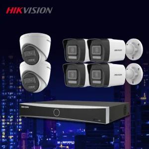 하이크비전 4K 800만화소 야간컬러 IP 카메라6대+8채널 NVR 녹화기 CCTV 자가설치세트 POE