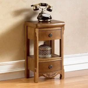나르본 브라운 원목 엔틱 2단전화대/받침대고전고가구 (W995FFB)