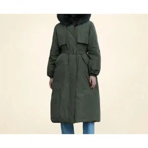 더엣지 24FW 폭스퍼 야상 롱 구스다운 코트