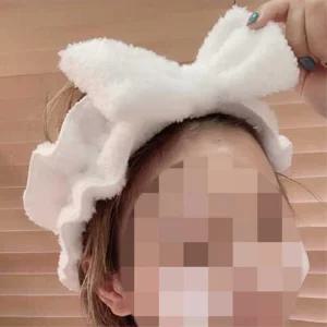 왕리본 흰색 극세사 세안 머리 헤어 밴드x2개 얼굴세수 30대여성