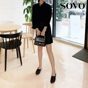 SOVO 2way 여성플랫 & 뮬슬리퍼 1cm