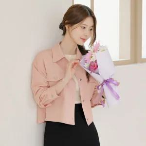 [시크라인] (~XXL까지) 시렐르 빅 포켓 핑크 자켓 봄 가을 아우터 간절기 하객룩 오피스룩 모임룩 격식룩 빅사이즈