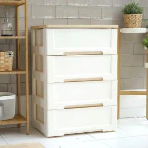 화이트 이노스 우드상판 서랍장 4단 (내추럴오크/화이트오크) 다용도 옷 수납장