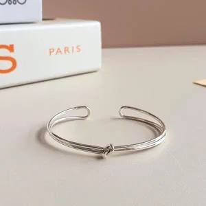 /다잇템 여성 오픈 뱅글 로프 패션 실버 팔찌