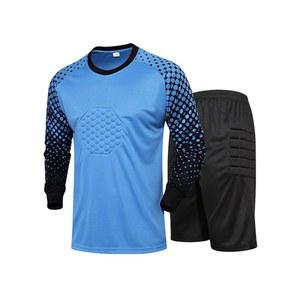 Fldy 남성 골키퍼 패딩 저지와 반바지 세트 긴 소매 축구 셔츠 키퍼 유니폼 키트