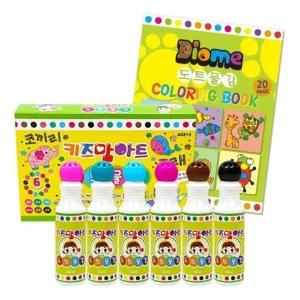 물감 도트 프렌즈 미술놀이 6색 컬러링북 세트 (WFJRJ3M)