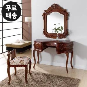 [벤티스가구]로랑 엔틱 화장대 세트 원목 콘솔 입식 안방 수납 가구 서랍 화장대 슬림 예쁜 가구
