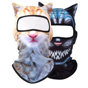 BRLETNNR 고양이 마스크 3D 프린팅 귀 통기성이 있는 스키 발라클라바, 견고한 패턴의 및 자전거 파티에 완벽합니다