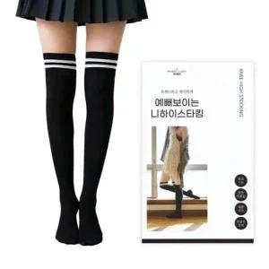 패션 골프 투톤 니하이 스타킹 힙업 압박 2칼라