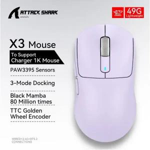Attack Shark X3pro X3 무선 마우스 매크로 게이밍 마우스 경량 PixArt PAW3395 650IPS 26000dpi pc mac용