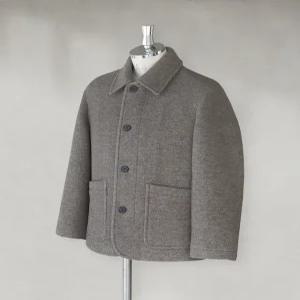 헤지스 남성 25FW [로드코트] 베이지 하프코트 HZCO5D502I2