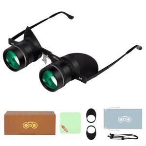 BIJIA 3배 오페라 쌍안경, 낚시용 핸즈프리 레이지 안경, 경량, 조류 관찰, TV, 스포츠, 콘서트, 극장, 관광용, 성인 남성용(HD 그린 필름 업그레이드)