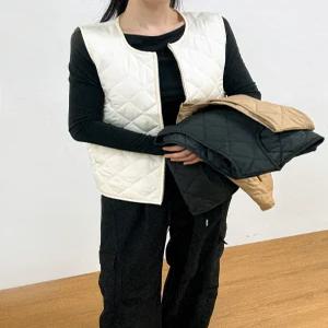 (무배)남여 공용 경량 퀄팅 누빔 다이아 패딩 조끼