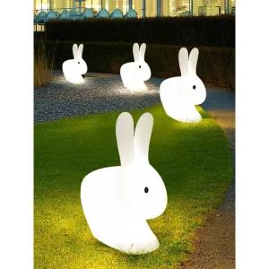 토끼조형물 야외 LED 발광 의자 카페 정원 경관 조명 대형 충전식 모델+리모콘