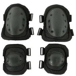 최초로 전술 군사 무릎 패드 팔꿈치 세트 에어소프트 보호 전투 페인트볼 스케이트 야외 스포츠 안전 가드 장비(블랙 4, M)