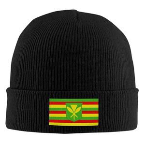 카나카 마올리 원주민 하와이 국기 남녀 공용 따뜻한 겨울 울 모자 니트 비니 해골