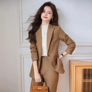 삐삐언니 여자 키작녀 정장세트 오피스룩 가을 겨울 작업복 모직 정장 코트 꾹4