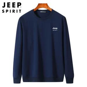 JEEP SPIRIT 가을 라운드넥 긴팔티 남성 캐주얼 루즈 라지 사이즈 맨투맨