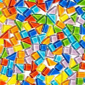 공예용 수크 모자이크 타일 - 445g 무지개색 유리 조각, DIY 아트용 불규칙 크리스탈 작은 타일, 꽃병, 컵, 액자 및 디딤돌 장식