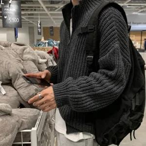 남성2컬러간절기 루즈핏투웨이 지퍼니트 집업 IS JK19남자가디건 하찌 꽈베기 스판