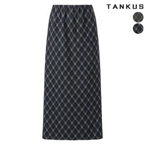 여성 모직 체크 롱스커트