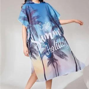 야자수 프린트 후드 비치 타월 판초 여름 바캉스 서핑 물놀이타월 수영타월 서핑타월 샤워가운