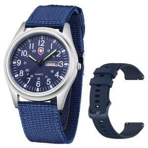 고사사 유니 밀리터리 시계 스포츠 텍스타일 나일론 스트랩 스타일리시한 남성 야광 패션 아날로그 디스플레이 쿼츠 방수 캐주얼 손목시계