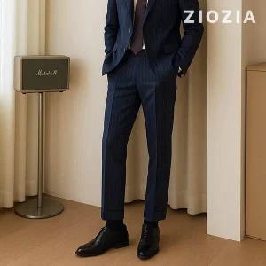 [지오지아] 울100 네이비 스트라이프 정장팬츠 (AAD4SP1503DNV)