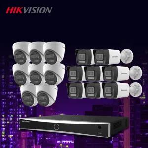 하이크비전 4K 800만화소 야간컬러 IP 카메라16대+16채널 NVR 녹화기 CCTV 자가설치세트 POE