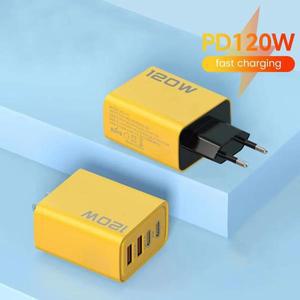 120W 4포트 USB-C 고속 충전기 PD 급속 벽 어댑터 여행용 아이폰 15 16 17 프로 삼성 S24 샤오미 포코 F7 E