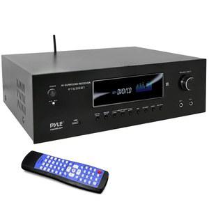 Pyle 1000W 블루투스 홈 시어터 수신기 - 4K 울트라 HD, 3D 비디오 및 블루레이 패스스루 지원, HDMI/MP3/USB/AM/FM 라디오, 블랙 5.2채널 서라운드 사운드 스테레오 앰프 시스템