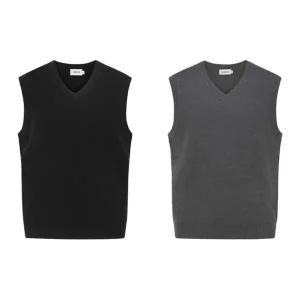 [롯데백화점]리얼지오지아 2컬러] 워셔블 소프트터치 솔리드 브이넥 니트 조끼 ADE4ES1901