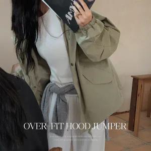 핫핑 [코튼자켓/박시핏] 디퍼 스트링 후드 야상점퍼