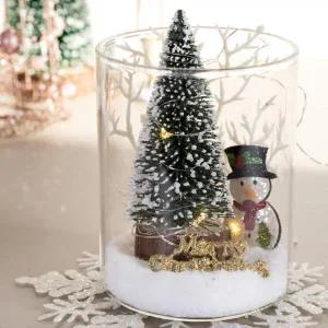 /플라워트리 크리스마스 미니트리 화병 LED 스노우글라스 set 10cm