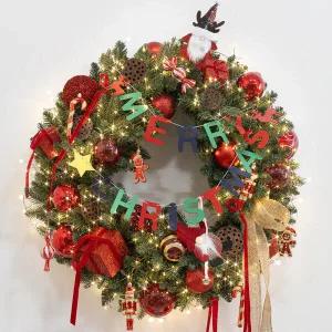 /플라워트리 크리스마스 리스 벽장식 메리 가랜드 산타 80cm 소품