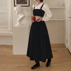 [모어렌][모어렌] [MADE] 티니안 벨벳 셔링 뷔스티에 원피스 [top0489]