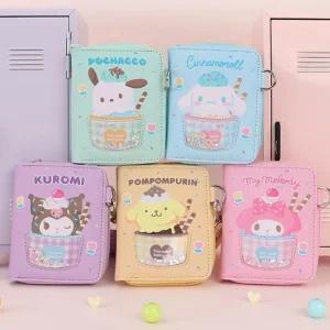 산리오 스위티 스팽글 손잡이 지갑 1P 스트랩 반지갑 스트랩지갑 손잡이지갑 작은지갑