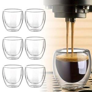 NOWHYX 6개 더블 월 에스프레소 컵, 3온스 유리 커피 머그잔, 클리어 샷, 카푸치노 라떼 티용 단열 소형 데미타스 컵(컬러: 투명)