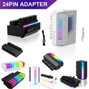 메인보드 마더보드 전원 공급 장치 케이블 모듈형 인피니티 미러 ARGB 조명 ATX 24핀 180도 커넥터 어댑터