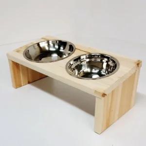 (WIZ0030) 그로우 원목애견식탁 2구 밥그릇반려견 반려견 2구식기 스텐 강아지 견식 애완견