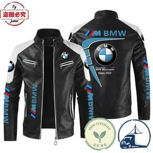 BMW 오토바이 로고 프린트 가죽 자켓 PU 사계절 모터스포츠 팀 남성용 사이클링웨어