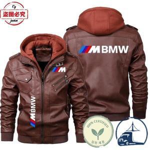 BMW 오토바이 로고 사이클링 슈트 PU 가죽 재킷 방풍 남성 후드 M-Power 자동차 프린트 팀 레이싱