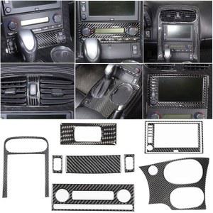 2005-2013년 콜벳 C6용 PIUGILH 8 PCS 풀세트 인테리어 장식 트림 키트 소프트 카본 파이버 자동차 중앙 제어 에어컨 스위치 내비게이션 긁힘 방지 패널 커버
