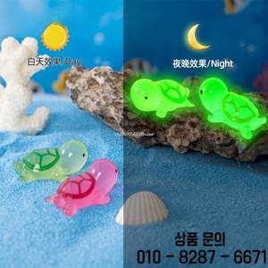 다채로운 발광 미니 거북이 마이크로 풍경 피규어 장식 DIY 빛나는 조각상 화분 정원 1 개