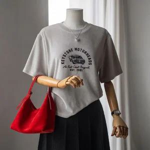 (안나앤모드) est 올드카 벨벳 반팔 탑[티셔츠DZH74]