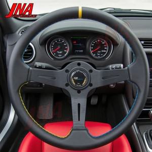 350MM 14인치 클래식 스티어링 휠 JDM 레이싱 스포츠카 가죽 PC-ST17