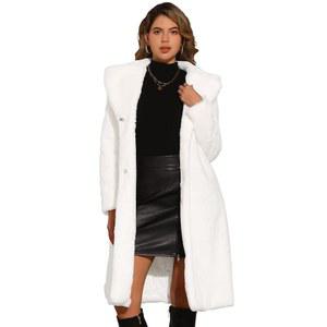 알레그라 K 인조 모피 코트 여성용 겨울 따뜻한 외투 아우터 벨티드 플러피 재킷