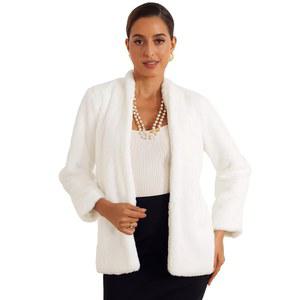 주머니가 달린 여성용 알레그라 K 인조 모피 코트 긴 소매 오픈 프론트 플러피 재킷