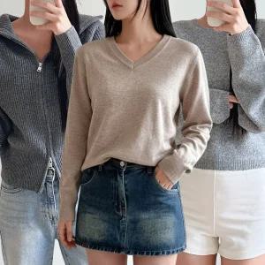 가을 겨울 여성 니트티/가디건/집업후드/목폴라/반목/브이넥/라운드/루즈핏/조끼/뷔스티에/울니트/빅사이즈/하객룩/데일리룩/단가라/나그랑/크롭